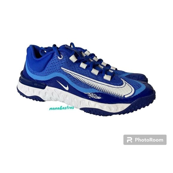 NIKE Men's‎ Alpha Huarache Elite 4 Turf Baseball Shoes Softball Blue - Picture 1 of 3